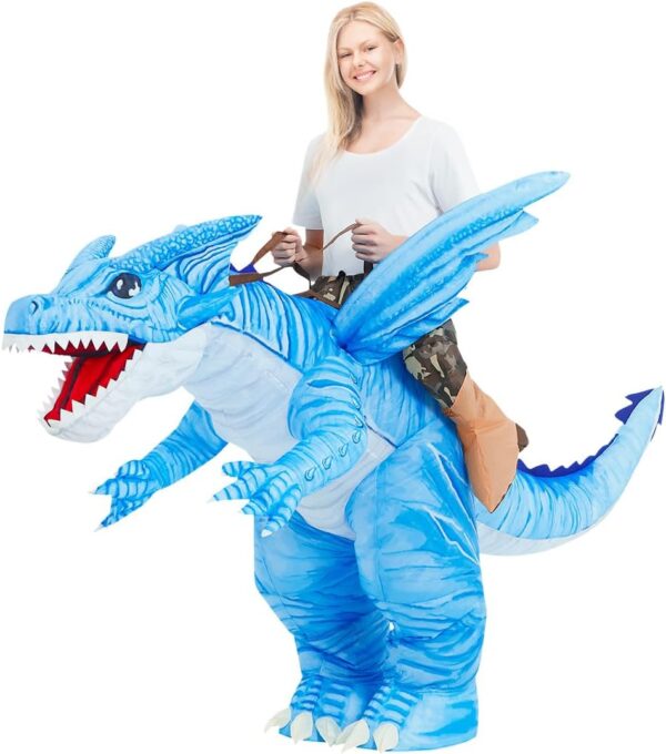 GOOSH Inflatable Dinosaur Costume for Adult Halloween Costume Women Man Funny Blow up Costume for Halloween Party Cosplay