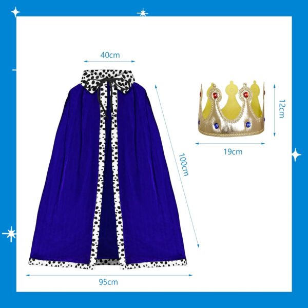 HAKOTOM King Costume for Kids King Robe and Crown for Boys Royal Prince King Outfit Dress Up Cosplay - Image 7