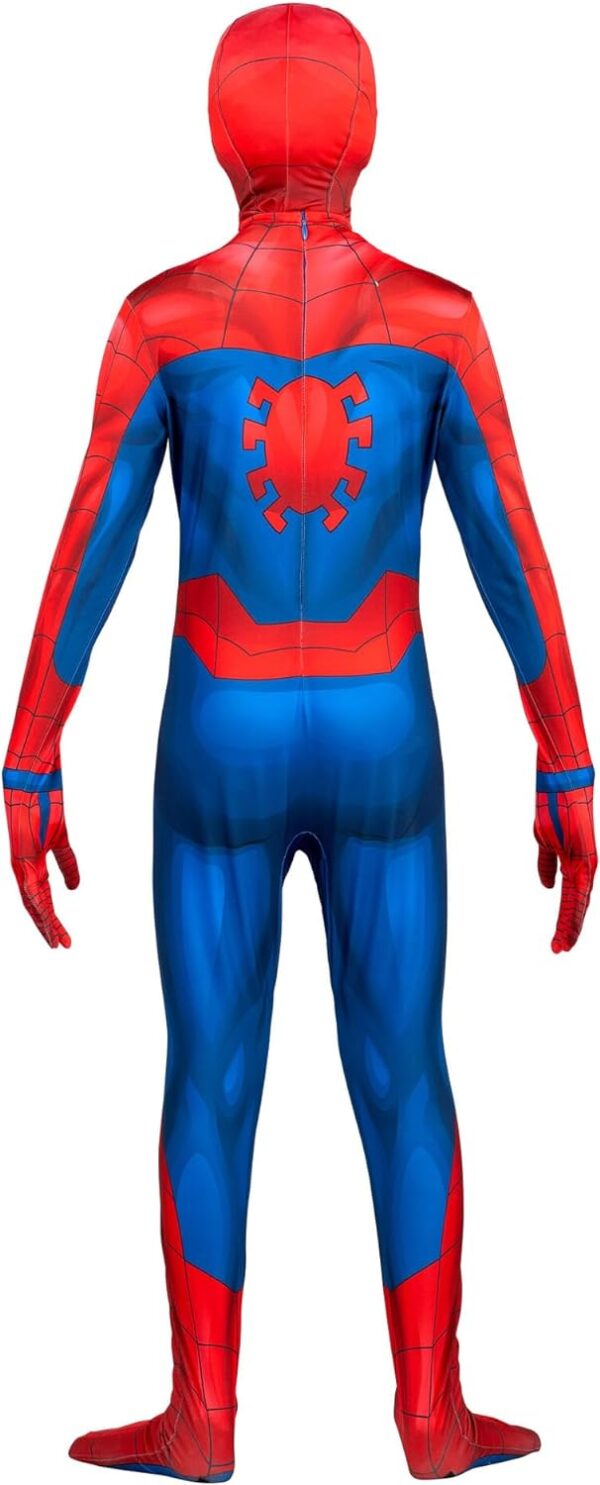 Marvel Spider-Man Official Youth Deluxe Zentai Suit - Spandex Jumpsuit with Printed Design and Detachable Spandex Mask and Plastic Eyes - Image 5