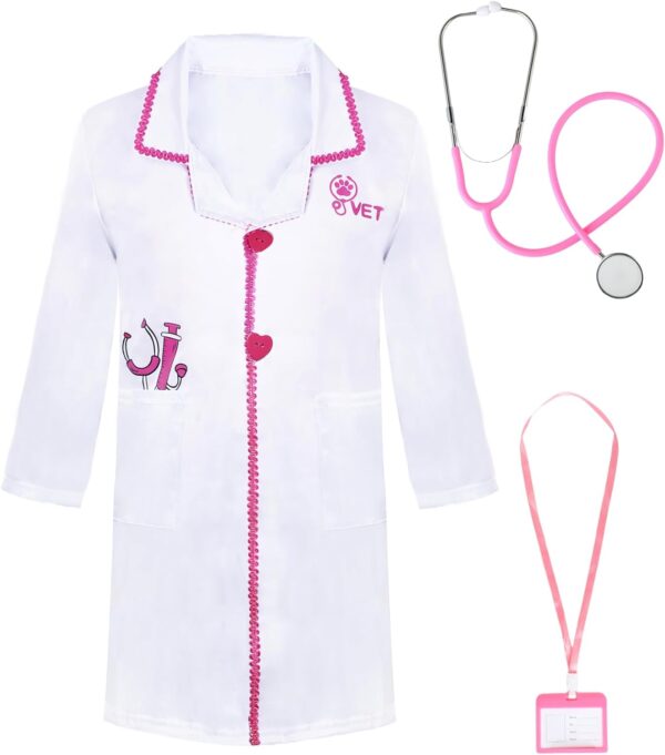 Veterinarian Costume for Kids, Girls Veterinarian Costume Play Set, Halloween Career Day Dress Up Costume for Kids - Image 2