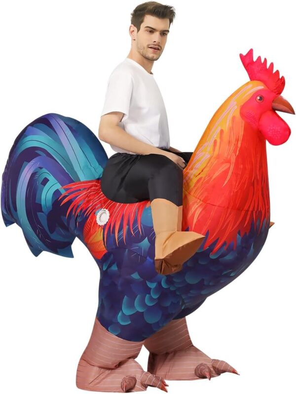 COMIN Inflatable Chicken Costume Rooster Adult Suit Funny Cosplay Halloween Costume for Men Women Birthday Christmas