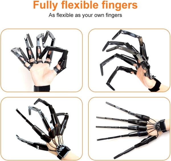 1 Pair Halloween Articulated Finger Extensions,3D Printed Flexible Finger Extensions Fits All Finger Sizes Scary Cosplay Finger Puppets Toys (Black) - Image 2