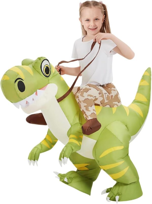 GOOSH Inflatable Dinosaur Costume Kids Halloween Blow up Costume for Boy Girl Funny Riding Dinosaur Costume for Party Cosplay