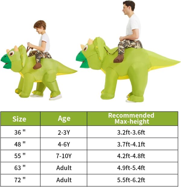 GOOSH Inflatable Dinosaur Costume Kids Triceratops Costume Halloween Dinosaur Blow up Costumes Kids Dinosaur Costumes Toddler - Image 6