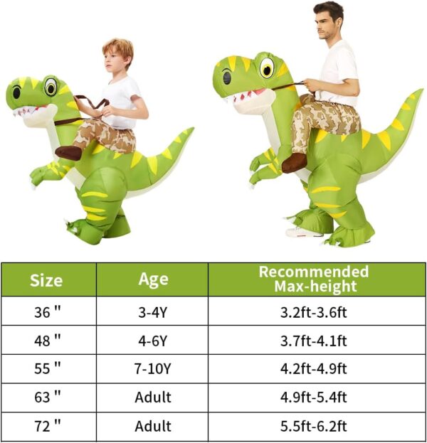 GOOSH Inflatable Dinosaur Costume Kids Halloween Blow up Costume for Boy Girl Funny Riding Dinosaur Costume for Party Cosplay - Image 6