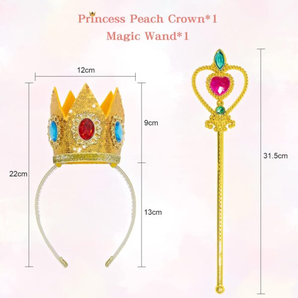 VORLITS Princess Peach Costume Dress For Kids Princess Daisy Dress Girls Puff Sleeve Cosplay Dress Up - Image 5