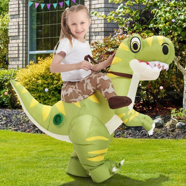 GOOSH Inflatable Dinosaur Costume Kids Halloween Blow up Costume for Boy Girl Funny Riding Dinosaur Costume for Party Cosplay - Image 2