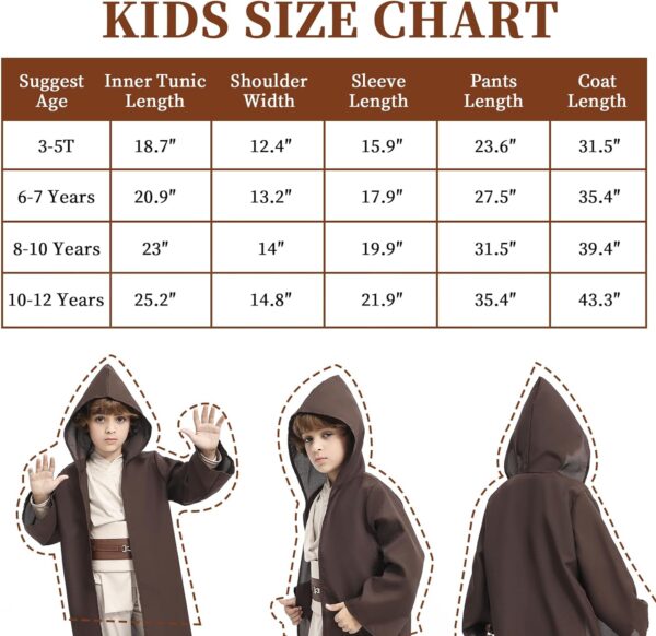 Clothand Knight Costume Kids Obi Wan Kenobi Costume for Kids Boys Halloween Cosplay Costume 3-12 Years - Image 7