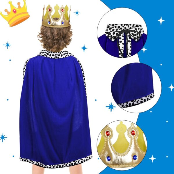 HAKOTOM King Costume for Kids King Robe and Crown for Boys Royal Prince King Outfit Dress Up Cosplay - Image 3