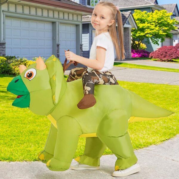 GOOSH Inflatable Dinosaur Costume Kids Triceratops Costume Halloween Dinosaur Blow up Costumes Kids Dinosaur Costumes Toddler - Image 2