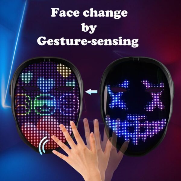 Face Transforming LED Mask with App Controlled - Programmable LED Halloween Mask Digital Luminous Mask for Costume Cosplay - Image 3