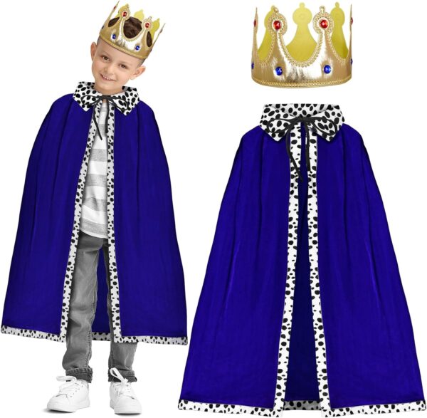 HAKOTOM King Costume for Kids King Robe and Crown for Boys Royal Prince King Outfit Dress Up Cosplay