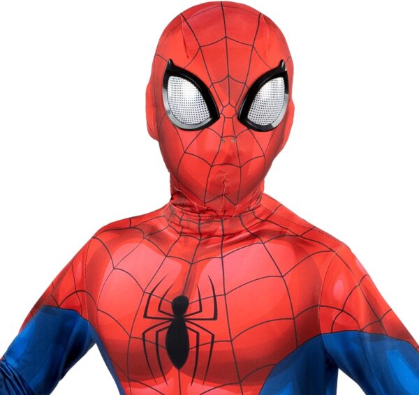 Marvel Spider-Man Official Youth Deluxe Zentai Suit - Spandex Jumpsuit with Printed Design and Detachable Spandex Mask and Plastic Eyes - Image 2