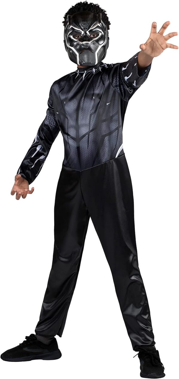 Marvel Black Panther Official Youth Value Costume - Printed Jumpsuit with Plastic Mask