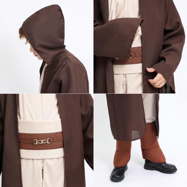 Clothand Knight Costume Kids Obi Wan Kenobi Costume for Kids Boys Halloween Cosplay Costume 3-12 Years - Image 6