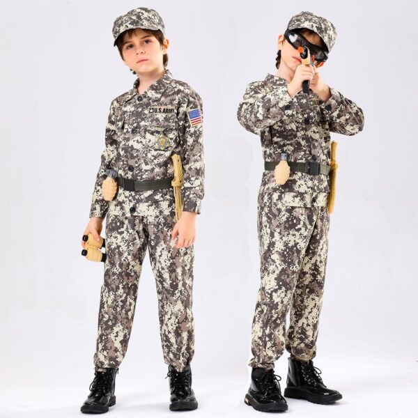 Kodvinp Army Costume For Kids, Military Soldier Costumes For Boys, Halloween Costumes Dress Up Role Play Set - Image 2