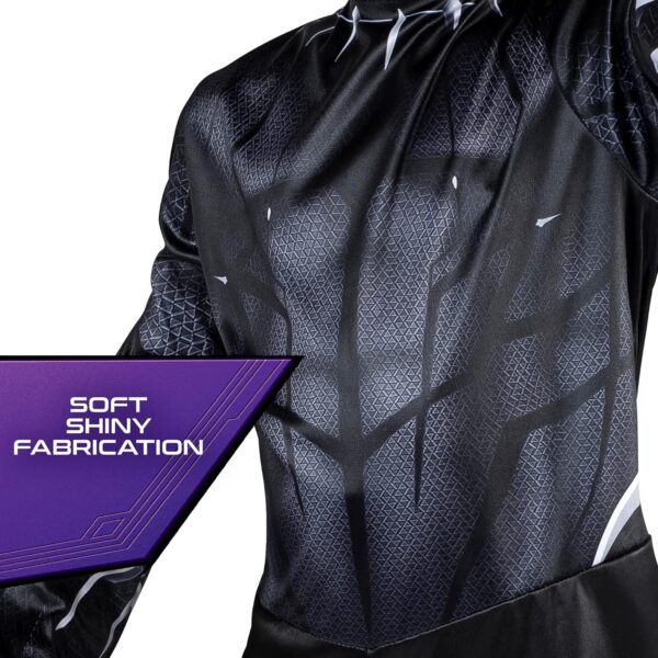 Marvel Black Panther Official Youth Value Costume - Printed Jumpsuit with Plastic Mask - Image 4