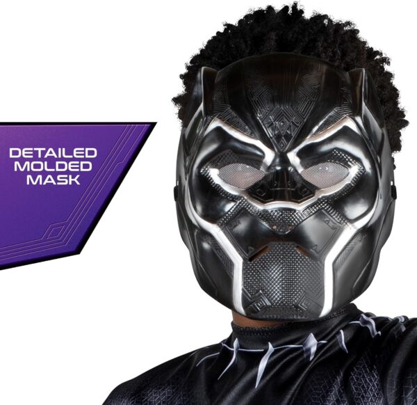 Marvel Black Panther Official Youth Value Costume - Printed Jumpsuit with Plastic Mask - Image 3